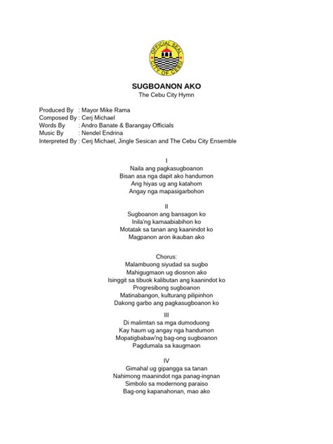 cebu cebu lyrics|Cebu [visayan version] .